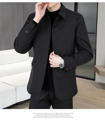 Blazer Men's Business Gentleman Wedding Fashion Best Man Solid Color Slim Fit Casual Mink Velvet with Cotton Thickened Blazer