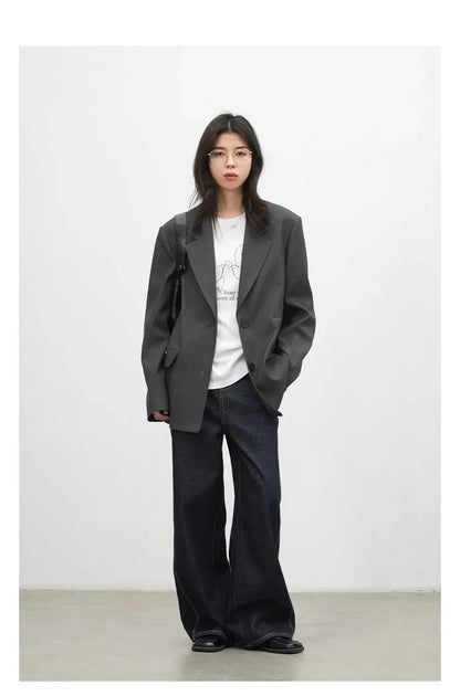 Fashion Women Blazers Loose Casual Design Bow Embossed Office Ladies Suit Jacket Gray Spring Autumn 2026 Female Coat