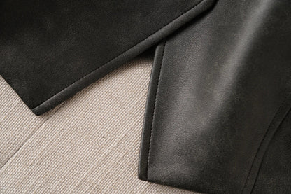 Single-Breasted V-Neck Leather Vest for Women, Spring and Autumn Fashion, Short Pu Leather Vest for Commuting, Outerwear or Innerwear