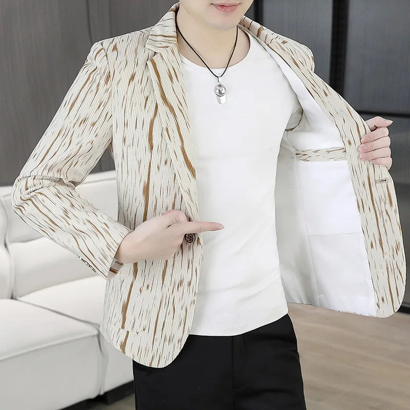 Blazer Men's Fashion Outdoor Travel Gentleman Wedding Slimming Business Versatile Trendy Casual Korean-style Formal Wear Blazer