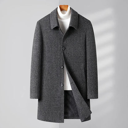 Mens Designer Knitted Wool Stretch Coat Casual Business Handsome Overcoat High Quality Fashion 2024