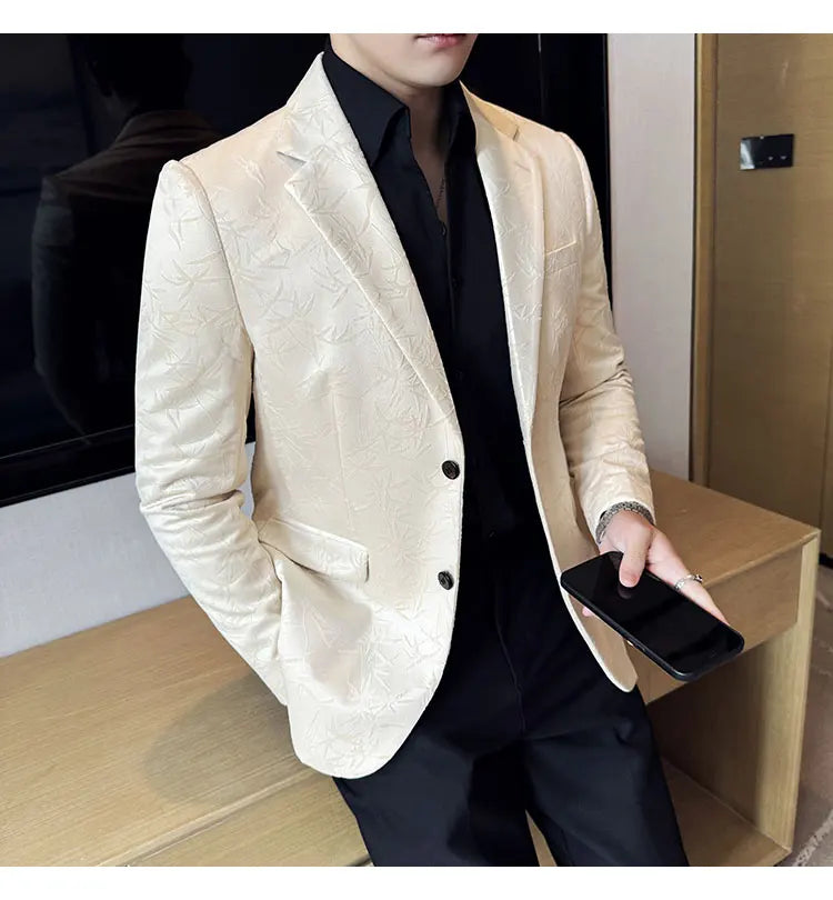 British Style Velvet Men Blazers Autumn Winter Slim Fit Casual Business Suit Jackets Wedding Groom Banquet Formal Coats