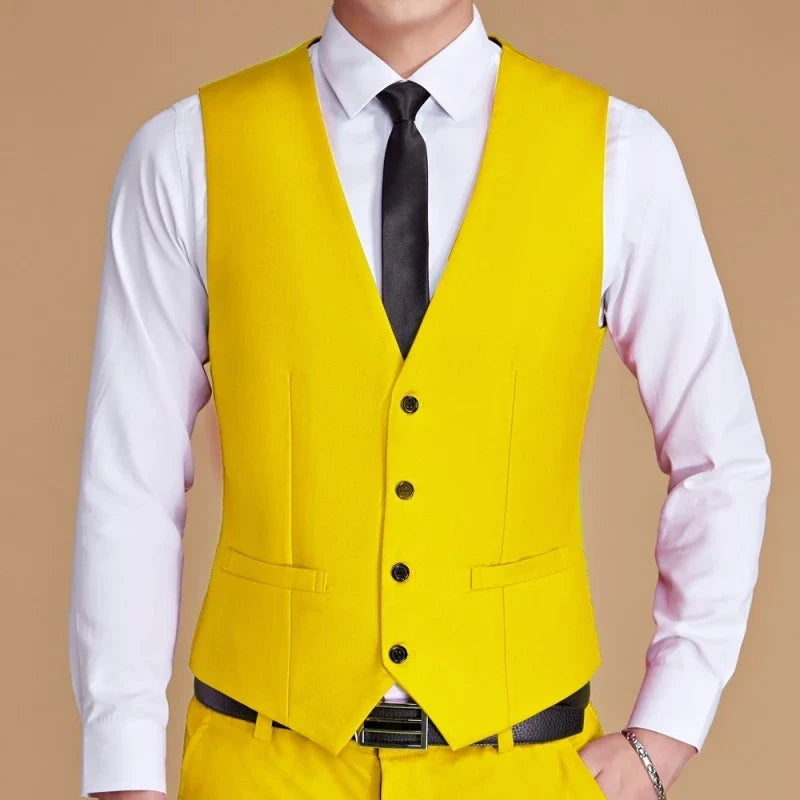 Men's Formal Vest Single Button Slim Fit Waistcoat for Business & Weddings