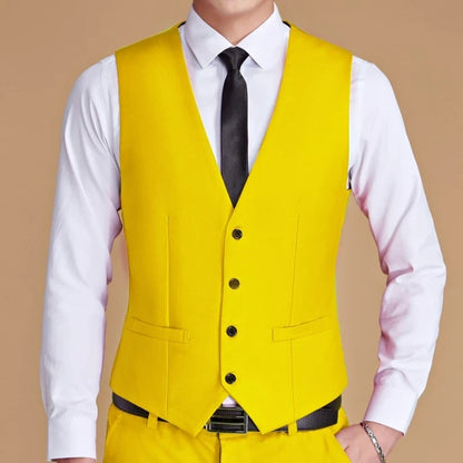 Men's Formal Vest Single Button Slim Fit Waistcoat for Business & Weddings
