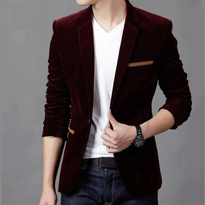 Blazer: A Fashionable Outdoor Men's Travel Gentleman's Versatile Solid-color Trend Leader for Casual and Breathable Wear. Blazer