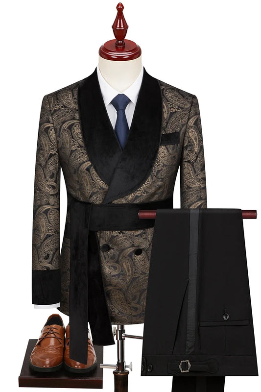 Luxury Suit Set Men Double Breasted Suit 3 Piece Set (Blazer+vestTrousers) Gentleman's Banquet Wedding Groom Host Party Suits