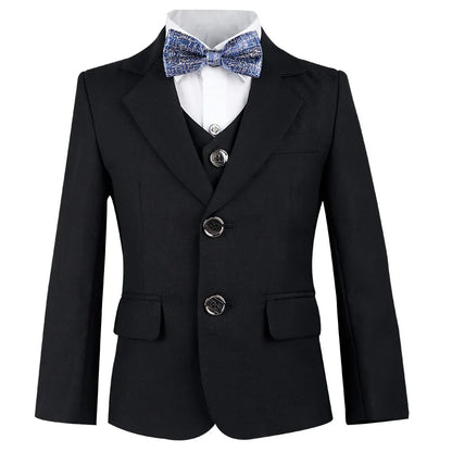Flower Boys Slim Fit Wedding Dress 1-11Years Children's Jacket Vest Pants Bowtie 4Pieces Birthday Party Performance Costume