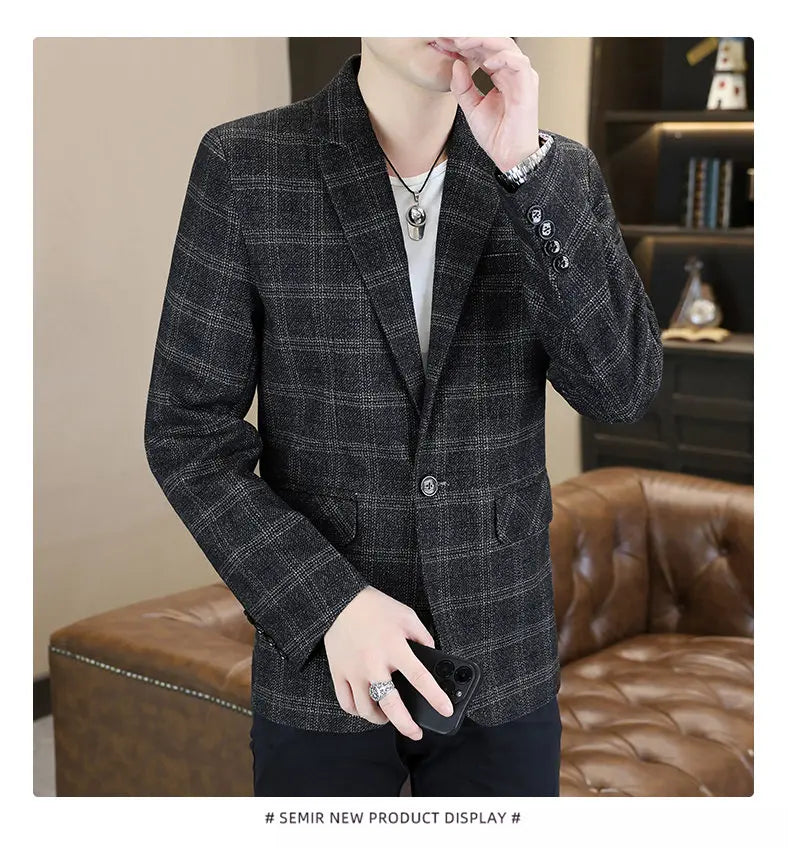 Blazer Men's Fashion Business Gentleman Groom Professional Gentleman Form-fitting Versatile Casual Formal Wear High-end Blazer