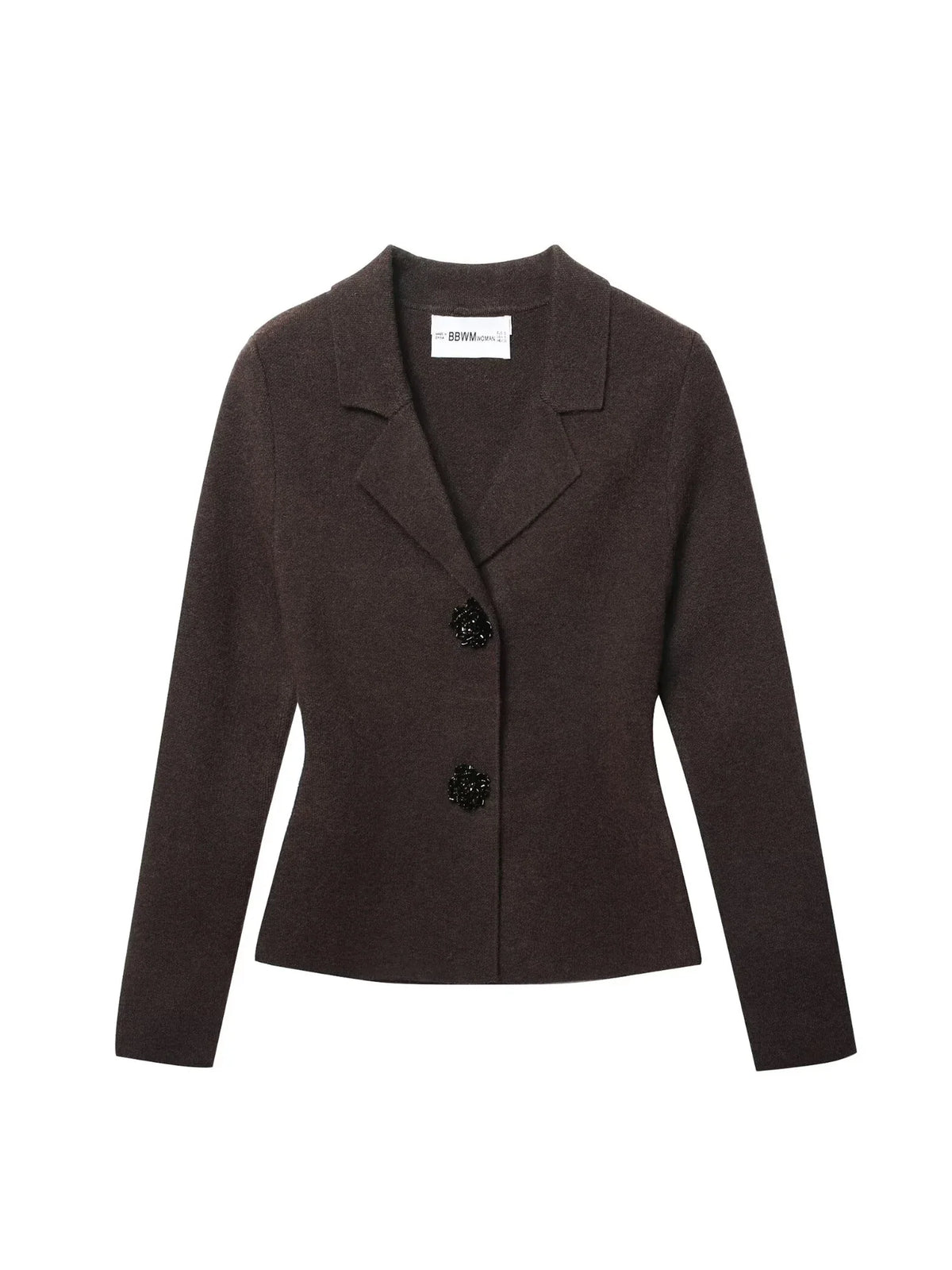 Women's Brown Blazer Jacket 2000s Vintage Long Sleeve Single Breasted Office Ladies V-Neck Suit Coat Outerwear Spring Autum 2025