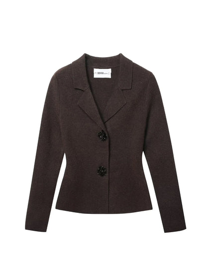 Women's Brown Blazer Jacket 2000s Vintage Long Sleeve Single Breasted Office Ladies V-Neck Suit Coat Outerwear Spring Autum 2025