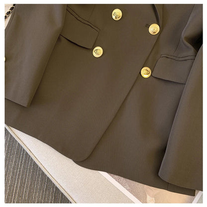 Women's Coffee Autumn Blazer Coat Vintage Harajuku Elegant Long Sleeve Fitted Suit Jacket Outerwear Top 2000s Emo Clothes 2025
