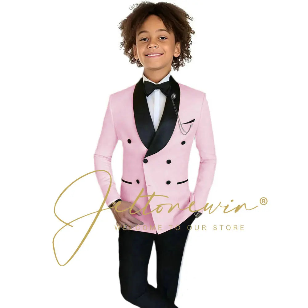 Boys Formal Suits Double Breasted Wedding Outfits Host Performance Costume for Children 2-16 Years Old Kids Birthday Blazer Set