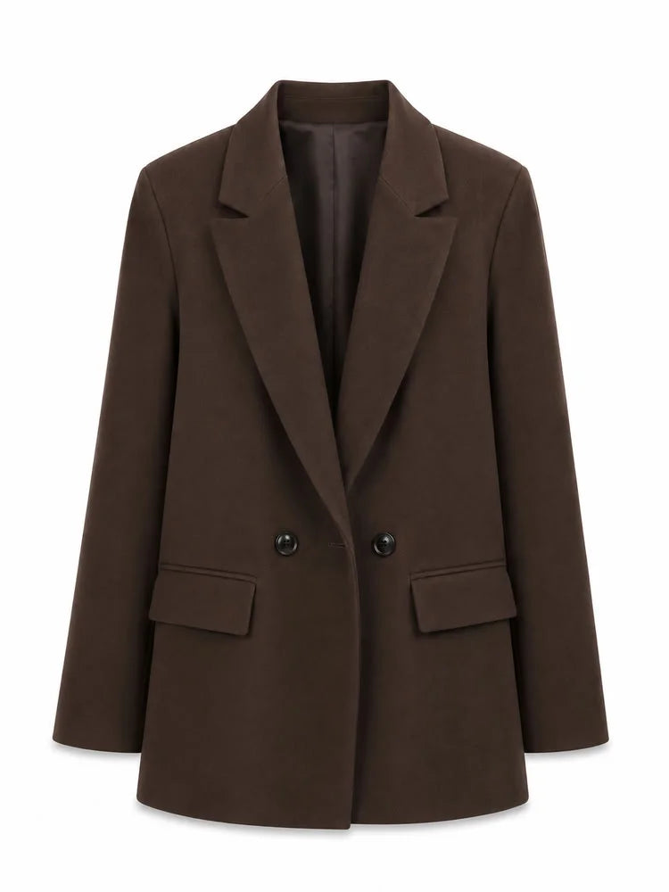 Women Double Breasted Blazer Elegant Office Lady Suit Jacket Oversized Casual Long Sleeve Blazer Spring Autumn Outerwear