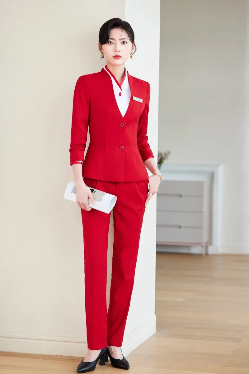 2024 fashionable professional womens clothing. Two-piece long-sleeved suit + pants. High quality slim fit womens business
