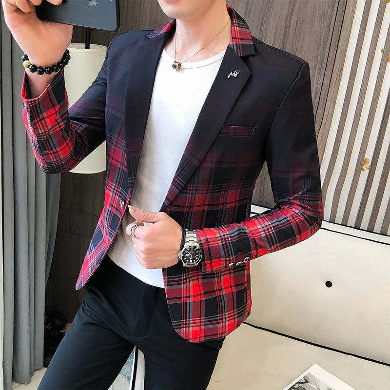 Men's Blazer Suit Jacket 2025 Spring New Fashion Korean Slim Suit Jacket Social Prom Dress Jacket Men's High Quality Clothing