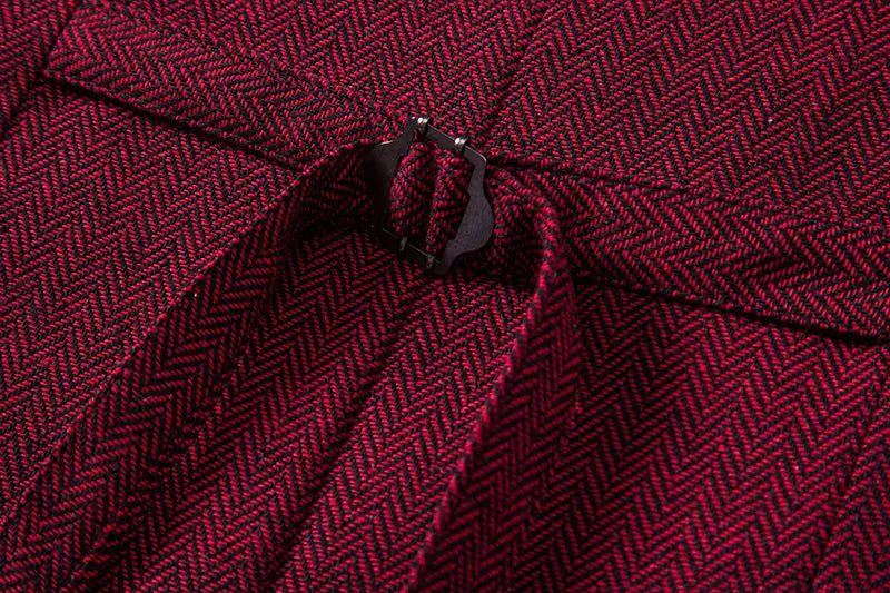 Men's Triple-Breasted Herringbone Tweed Vest – Retro Fake Two-Piece Waistcoat for Weddings & Smart-Casual Occasions