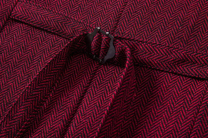 Men's Triple-Breasted Herringbone Tweed Vest – Retro Fake Two-Piece Waistcoat for Weddings & Smart-Casual Occasions