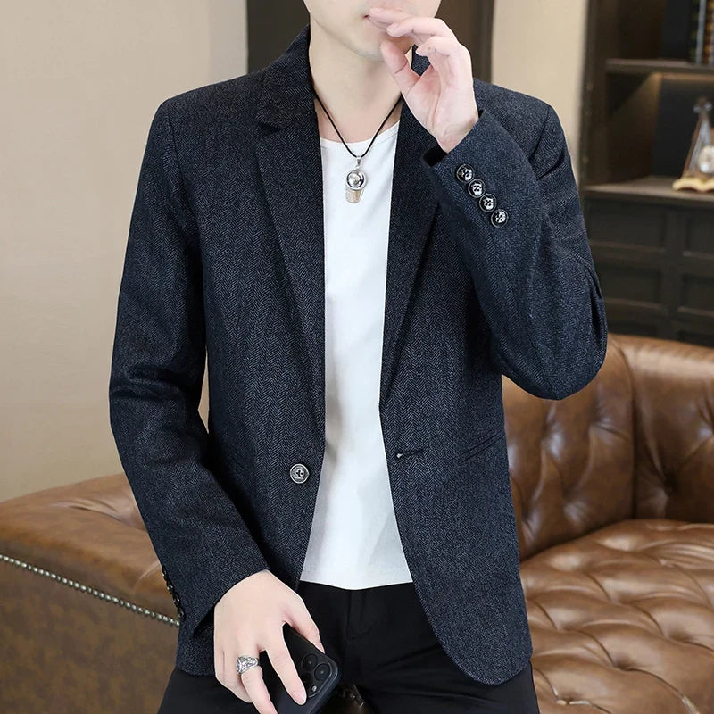 Blazer Men's Fashion Business Gentleman Groom Professional Gentleman Form-fitting Versatile Casual Formal Wear High-end Blazer
