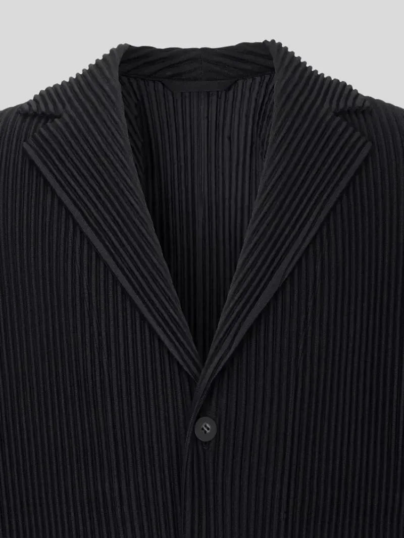 Miyake Pleated Men's Blazer Jacket Japanese Style Slim Fit Suit Coat Stretch Business Casual Office Fashion Luxury Wrinkle Free