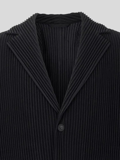 Miyake Pleated Men's Blazer Jacket Japanese Style Slim Fit Suit Coat Stretch Business Casual Office Fashion Luxury Wrinkle Free