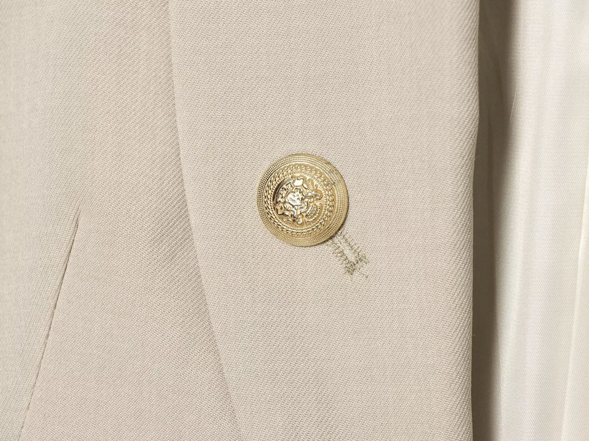 2026 Elegant Office Women Sleeveless Waistcoat Lapel Double Breasted Metal Gold Button Flap Pockets Slim Business Suit Vest