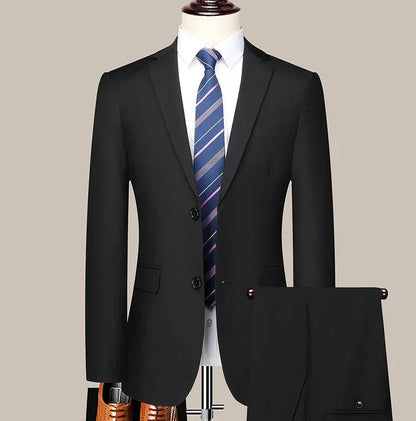 Men's Suit Blazer and Pants Smart Casual Slim Fit Wedding Business Formal Set