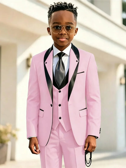Handsome Boys Slim Fit Suits 3 Pieces Christmas Party Wear High Quality Kids Formal Suit Set Wedding Ring Bearer Outfit 2-20T