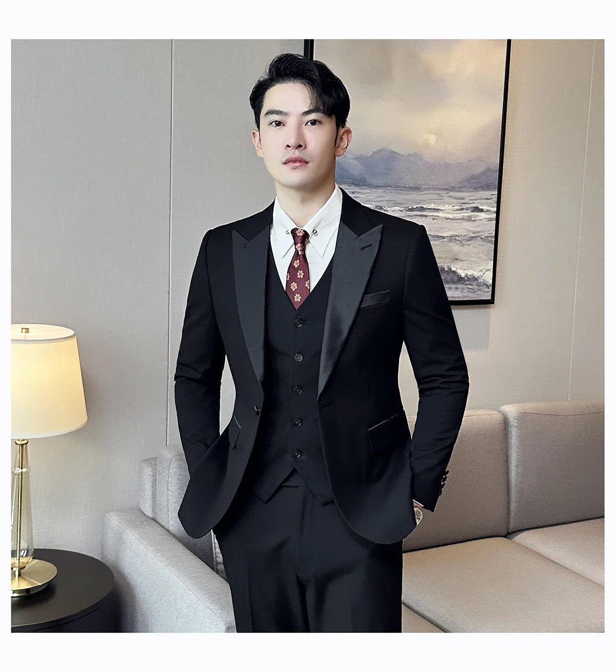 Plus Size 6XL 5XL Men Formal Business Suit 3 Set Pieces Classic Slim Fit Business Suits Sets Autumn Men Wedding Party Tuxedo