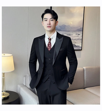 Plus Size 6XL 5XL Men Formal Business Suit 3 Set Pieces Classic Slim Fit Business Suits Sets Autumn Men Wedding Party Tuxedo