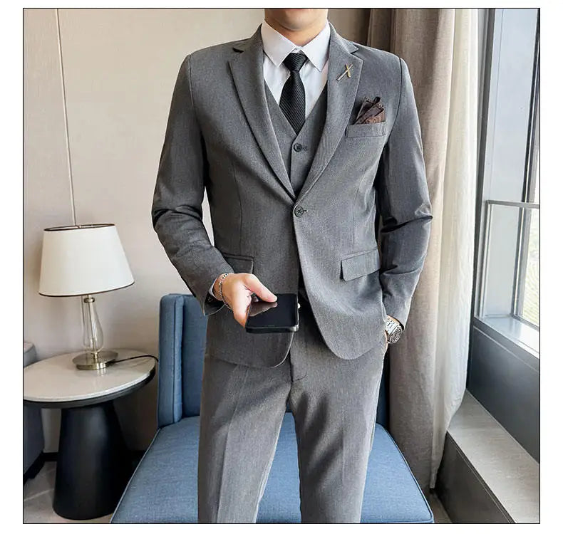 Men's 3-Piece Suit – Blazer, Vest & Trousers | Smart Casual Business & Wedding Suit