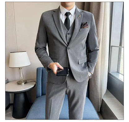 Men's 3-Piece Suit – Blazer, Vest & Trousers | Smart Casual Business & Wedding Suit
