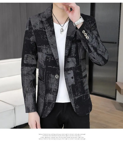 Blazer Men's Business Gentleman Wedding Fashion Versatile Trendsetter Comfortable To Wear Best Man Print Slim and Casual Blazer