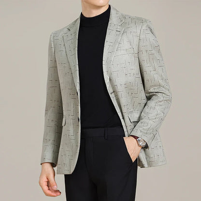 Autumn/Winter Korean Jacquard Casual Suit Jacket Men Slim Business Office Formal Suit Jackets Social Wedding Blazer Masculino