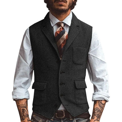Men's Slim Fit Herringbone Vest for Wedding & Smart Casual Wear – Multiple Colors