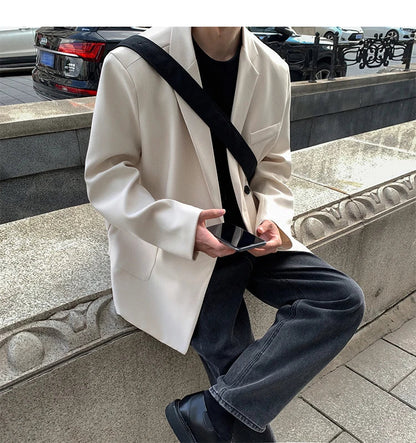 Blazers Men Casual Loose Suit Jackets Male Korean Leisure Daily Streetwear All-match Simple Suit-tops  blazer mascullino