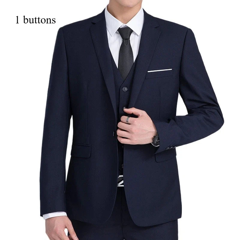 Men's Smart Casual Suit – Single Breasted Business Formal Set for Weddings & Performances