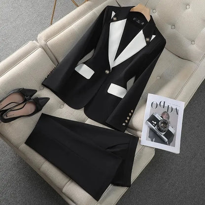 Fashion Red Black Beige Women Pant Suit 2 Piece Set Office Ladies Female Business Work Wear Formal Blazer Jacket And Trouser