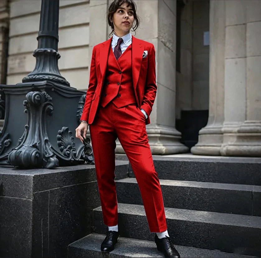 Powerful Black Women 3 Piece Suit Classic Single Breasted Jacket Vest Pants Set Elegant Office Business Formal Lady Outerwears