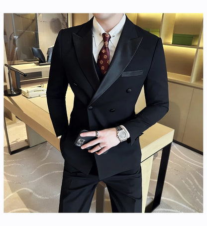 Plus Size 6XL 5XL Men Formal Business Suit 3 Set Pieces Classic Slim Fit Business Suits Sets Autumn Men Wedding Party Tuxedo