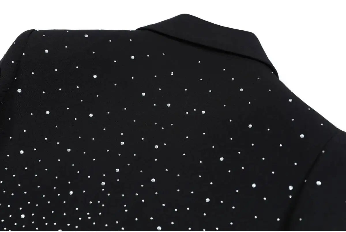 Spring Autumn New Women Niche Design Streetwear Stylish Blazer Fashion Decorated Diamonds Versatile Slimming Jackets HK9494