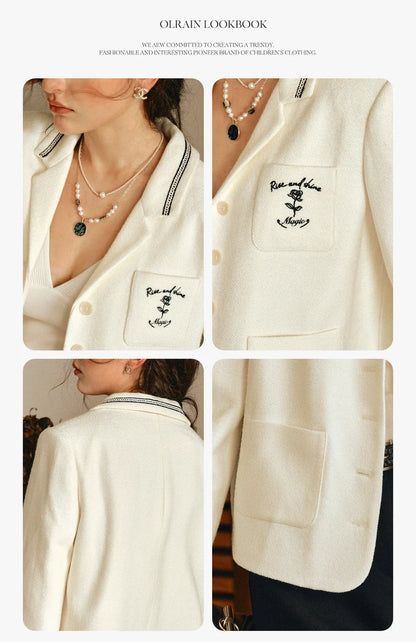 French Causal Blazer Woman 2026 Spring New Notched Long Sleeve Blazers Commute Elegant Solid Outerwear GO57QW001103