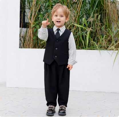 British Gentleman's Boys Vest Set Kids Formal Birthday Photography Suit Kindergarten Ceremony Performance Costume