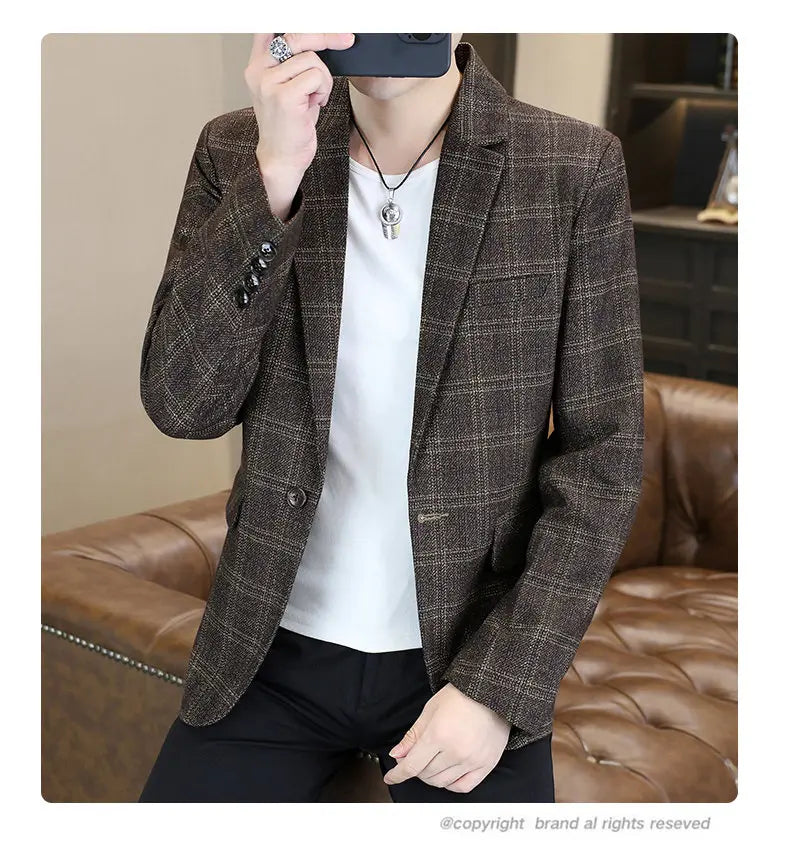 Blazer Men's Fashion Business Gentleman Groom Professional Gentleman Form-fitting Versatile Casual Formal Wear High-end Blazer