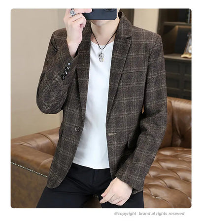 Blazer Men's Fashion Business Gentleman Groom Professional Gentleman Form-fitting Versatile Casual Formal Wear High-end Blazer