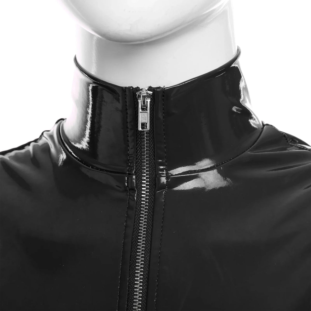 Adults Wet Look Sleeveless Waistcoat Women Fashion Zipper Vest Patent Leather Tops Vests Nightclub Clubwear Clubbing Costume