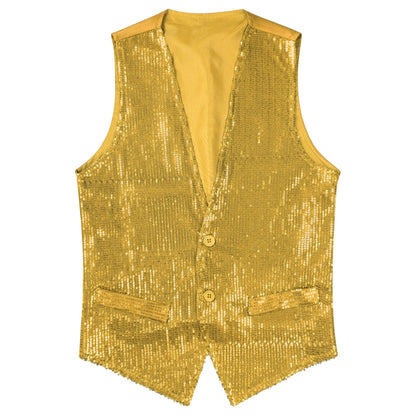 Fashion Women Sleeveless Vests Glittery Sequins Vest Music Festival Clubwear Waistcoat for Jazz Dancing Party Club Costumes