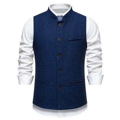 Men's Vest – Herringbone Single-Breasted Waistcoat for Weddings & Business