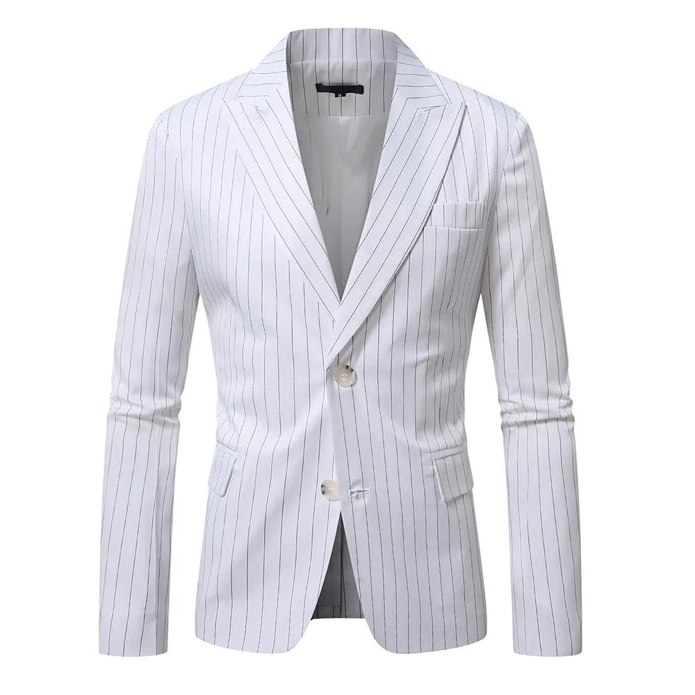 Striped Suit Jackets Men Dress Coat Vintage 2025 Ropa Elegante Hombre Mens Casual Business Slim Fit Formal Blazers Masculino