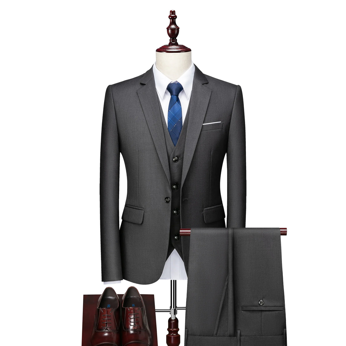 Men's 3-Piece Formal Suit – Blazer, Vest & Pants for Weddings & Business