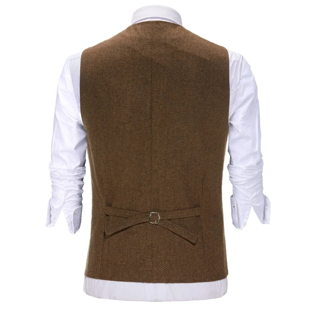 Men's Herringbone Vest – Single Breasted Waistcoat for Men | Wedding, Business & Smart Casual